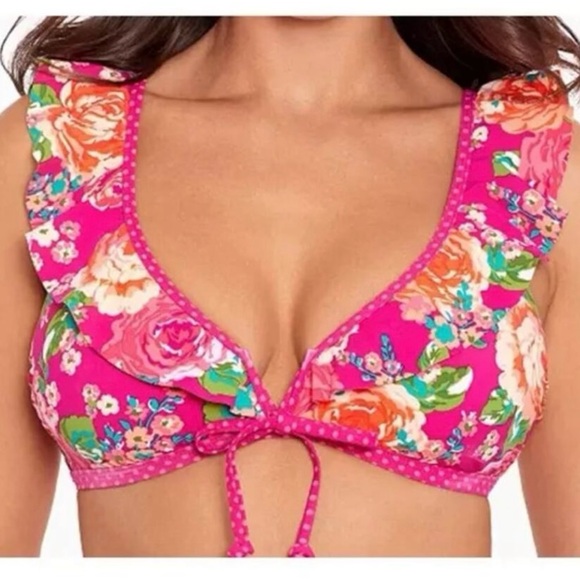 BNWT Skinny Dippers Crushin Kiara Pink Floral Two Piece Bathing Suit. Medium - Picture 1 of 9